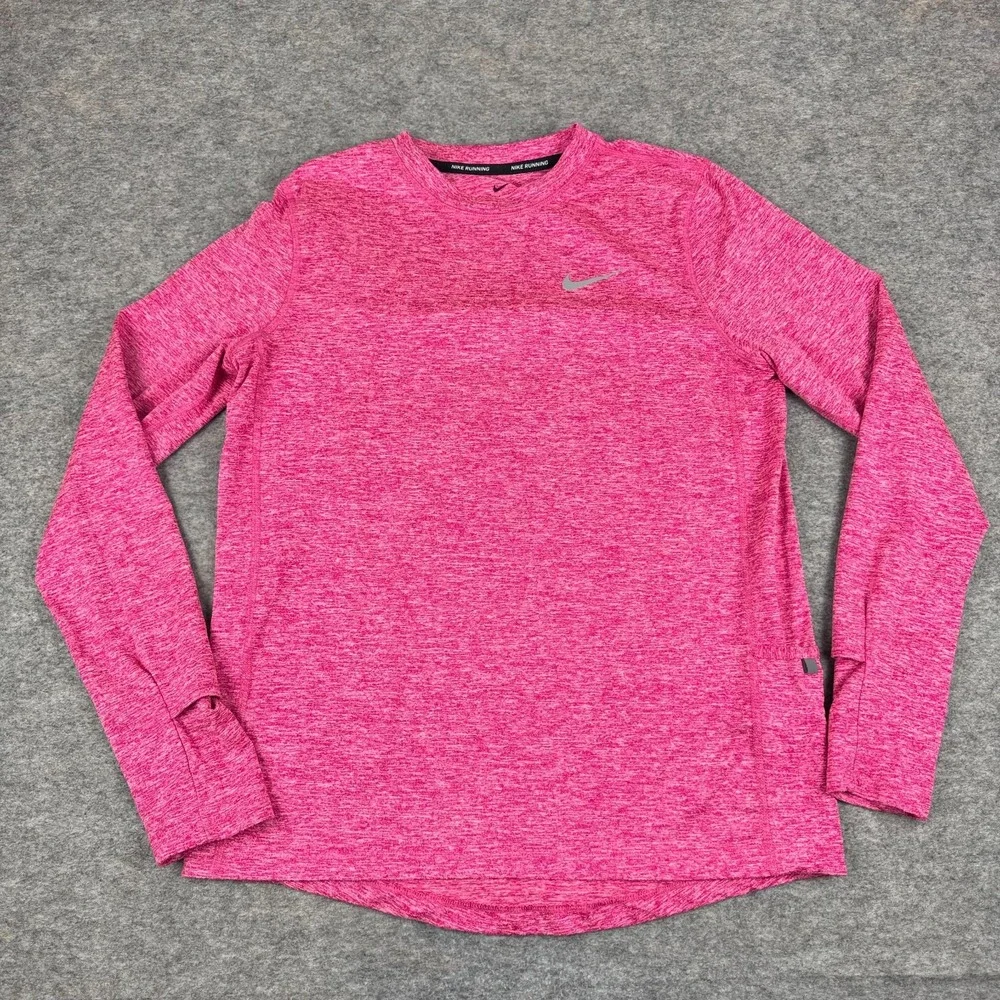 Nike Running Dri Fit Element Shirt Long Sleeve Pink Womens Small S